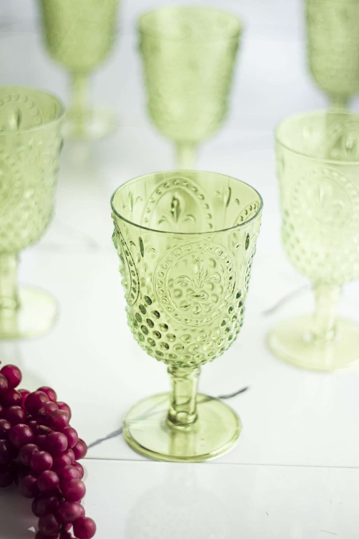 Akrilik Yeşil Tekli Kadeh & Su Meşrubat Kahve Yanı Bardağı 450 Ml