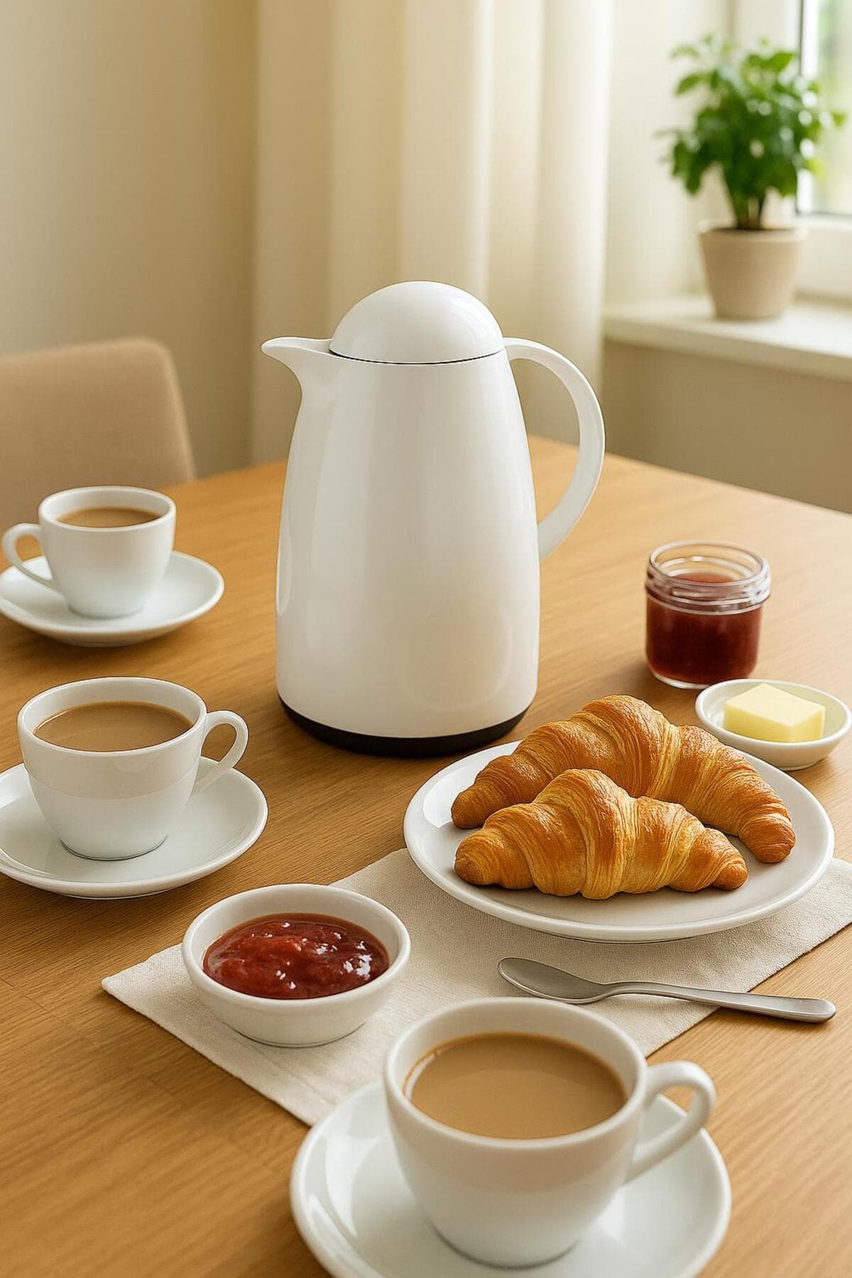 Soft Beyaz Sürahi Termos 1 Lt, 12 Saat Sıcak 24 Saat Soğuk Tutma A-7011