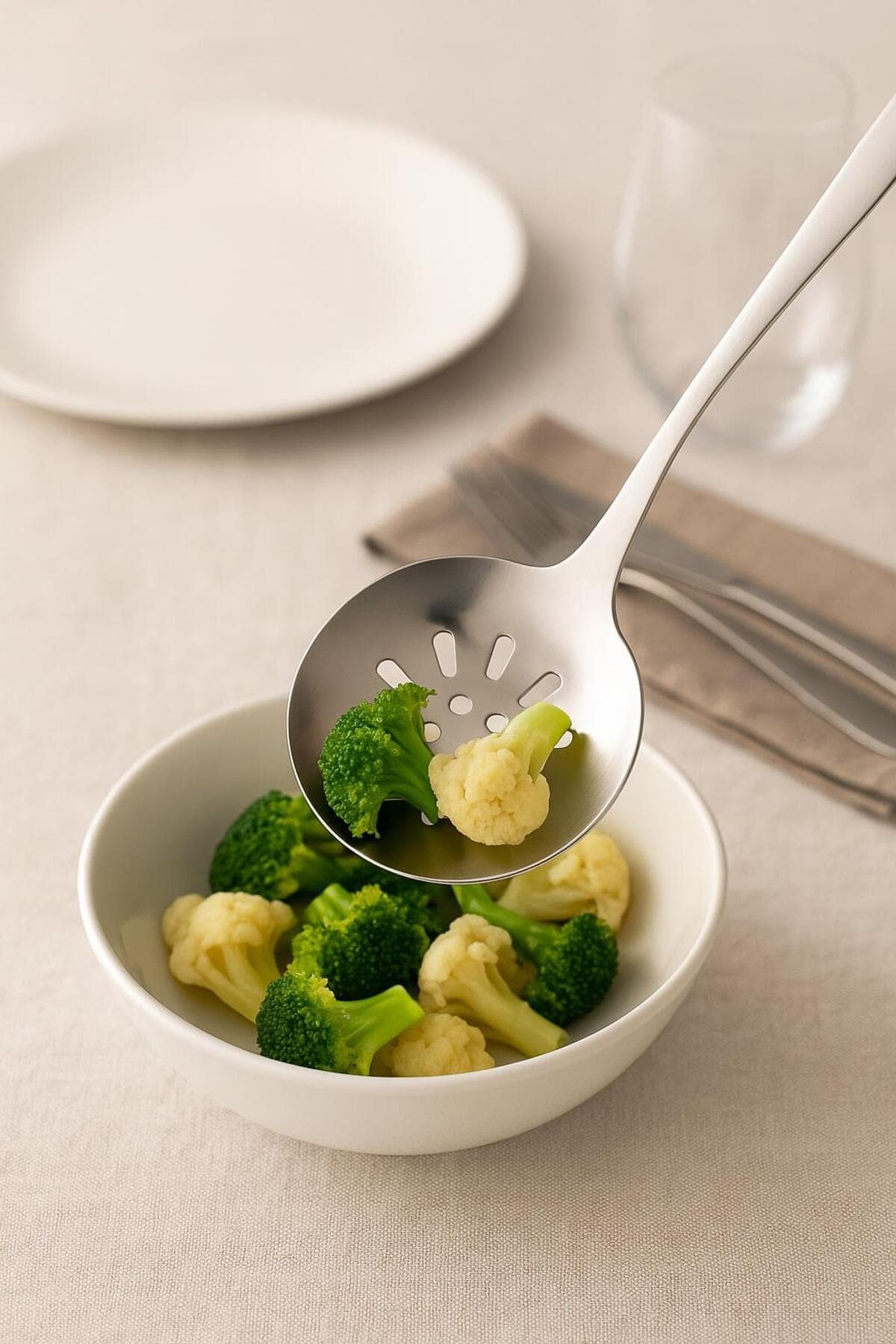 Rose Gold Detaylı Paslanmaz Çelik Servis Kevgiri, Süzgeçli Sunum Kaşığı 26 cm