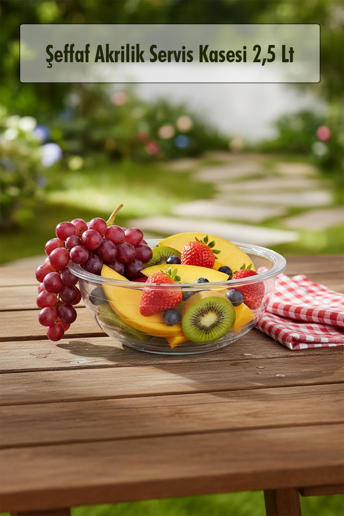 Büyük Boy Şeffaf Akrilik Salata Kasesi 2,5 Lt Servis ve Karıştırma Kabı A-1103