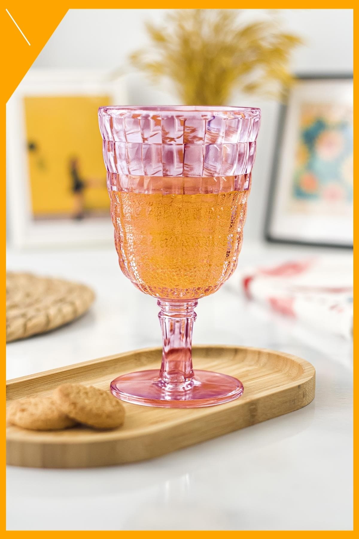 Allegra Mürdüm 6'lı Kırılmaz Akrilik Kadeh Bardak Seti | Cam Görünümlü 450ml