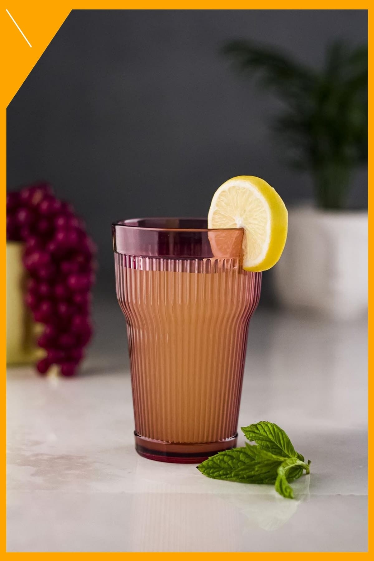 Kırılmaz Mürdüm Akrilik Uzun Su Bardağı 400ml, Şık Meşrubat Sunum Bardağı