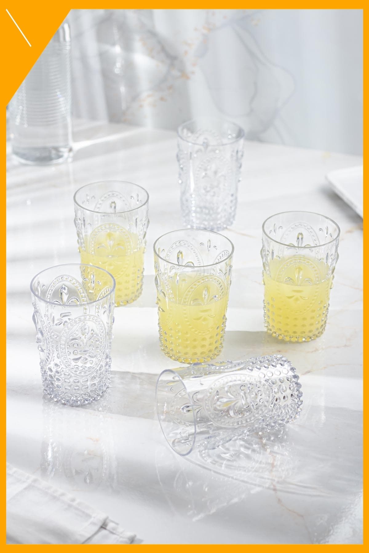 Kırılmaz Akrilik 6'lı Bardak Seti Şeffaf Su Meşrubat Kahve Yanı Bardağı 400ml