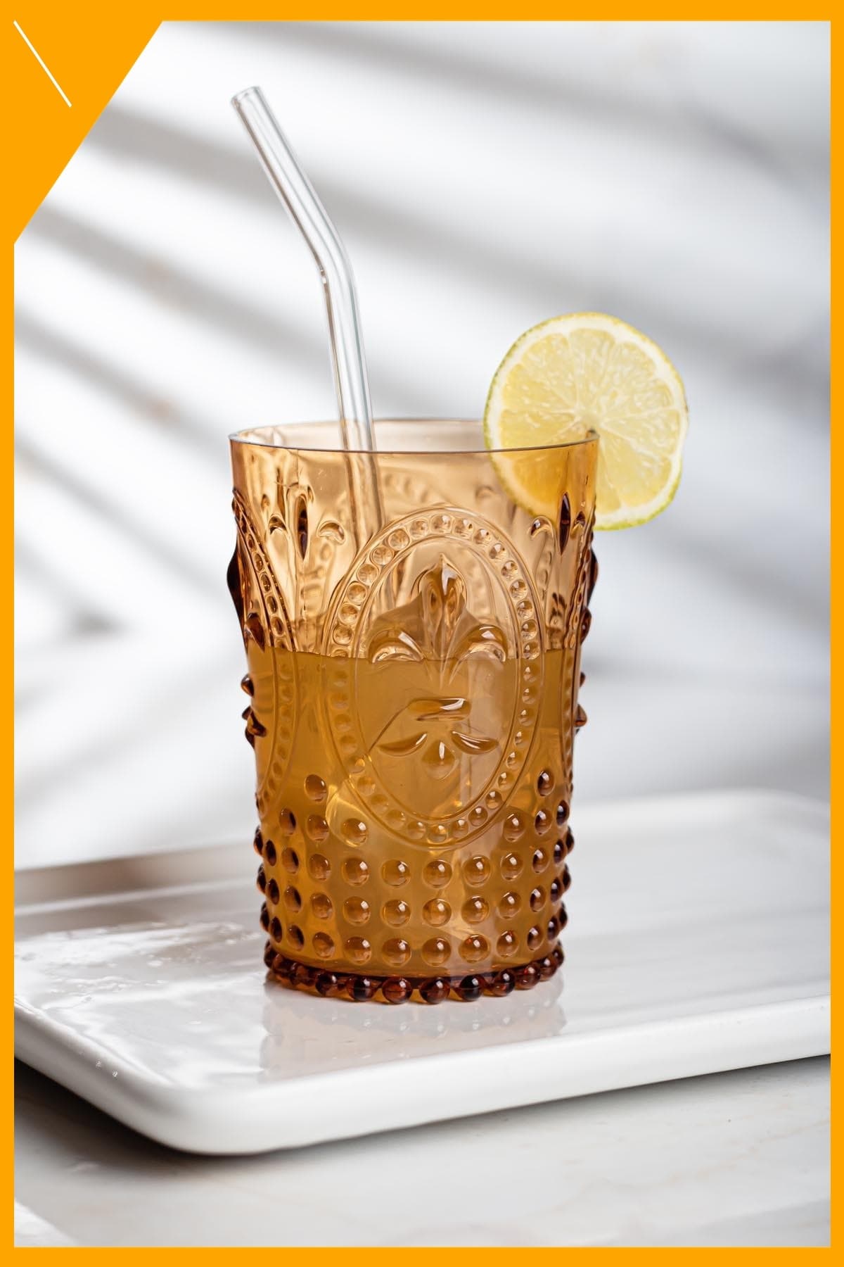 Bal Rengi Kırılmaz Akrilik Bardak | Su Meşrubat & Kahve Yanı Bardağı 400 ml