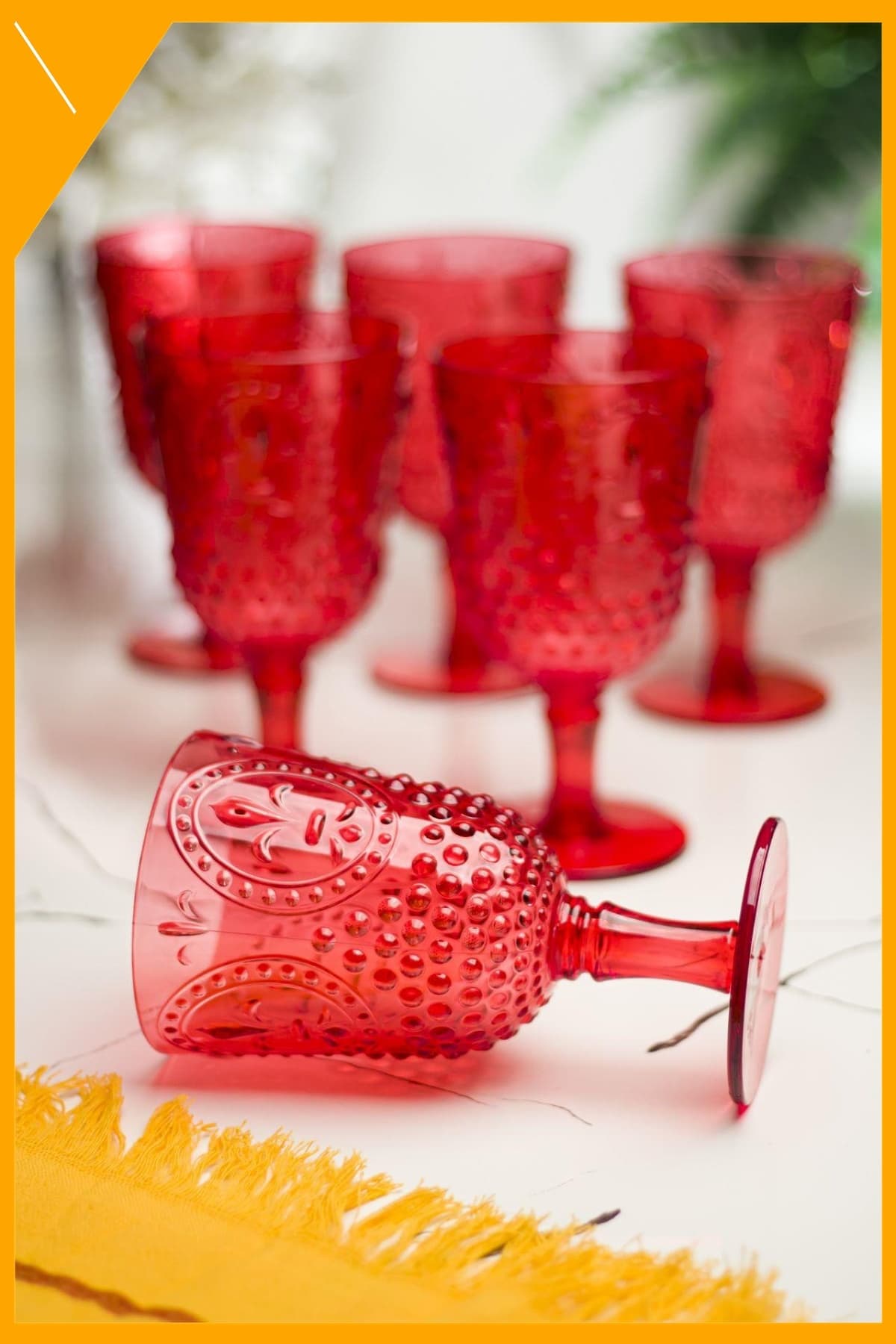 Kırmızı Kırılmaz Akrilik Kadeh Seti 6'lı Su Meşrubat Sunum Bardağı 450 ml