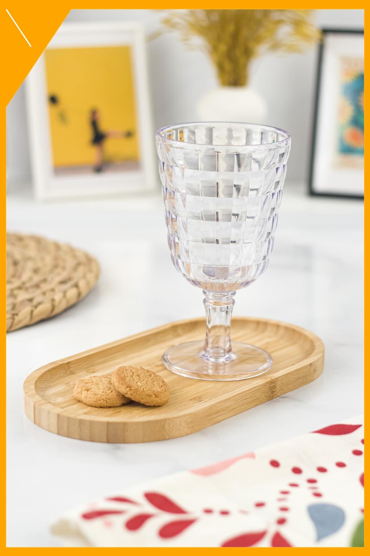 Allegra Şeffaf Kadeh Bardak 450 ml Kırılmaz Cam Görünümlü Akrilik Sunum Bardağı