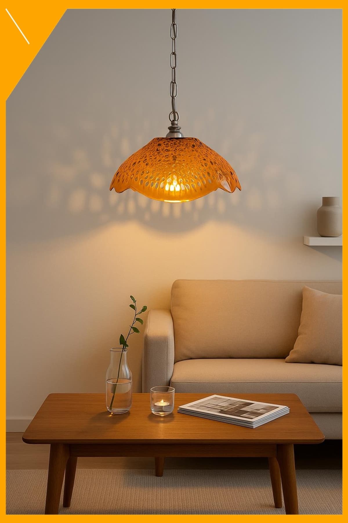 Bal Rengi Akrilik Kare Avize Modern Salon & Oturma Odası Tavan Aydınlatması